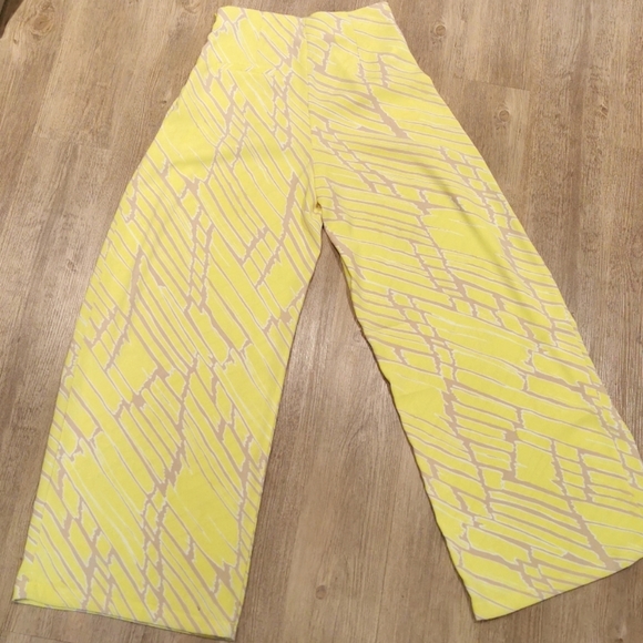 Yellow wide leg pants trousers - Picture 4 of 8